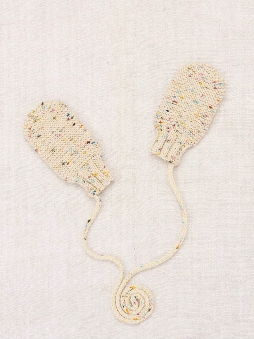 Misha And Puff Cream Speckled Knit Baby Mittens